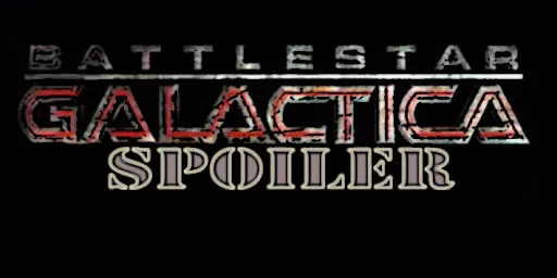 Texto «Battlestar Galactica spoiler» con la tipografía de la serie
