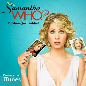 Póster de Samantha Who? con Christina Applegate sosteniendo fotos de sí misma