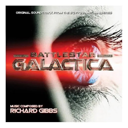 Portada de la banda sonora de la miniserie de Battlestar Galactica, de Richard Gibbs