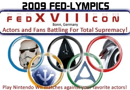 Cartel de las Fed-lympics 2009 de la FedCon XVIII con anillos olímpicos de ciencia ficción