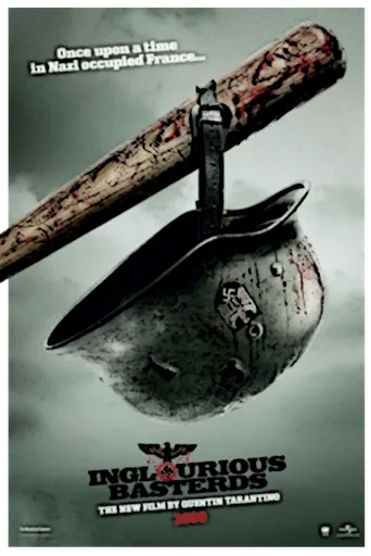 Póster de Malditos bastardos con un bate sobre un casco nazi