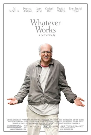 Póster de Si la cosa funciona con Larry David encogiéndose de hombros