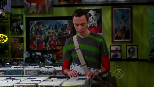 Sheldon en la tienda de cómics en The Big Bang Theory