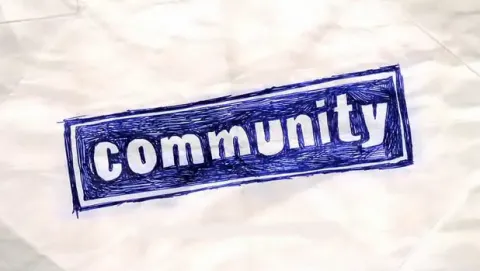 Logo de Community dibujado a bolígrafo