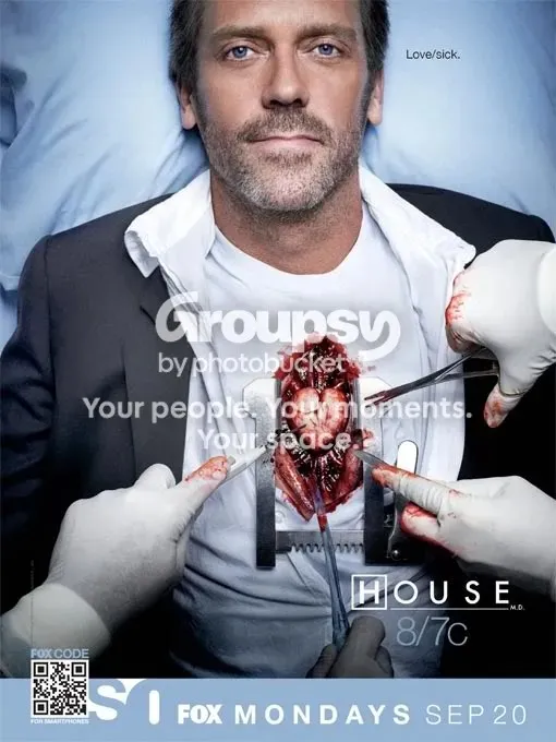 Póster de la séptima temporada de House con el aviso de Photobucket superpuesto